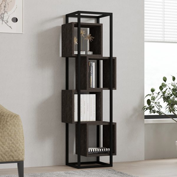 Βιβλιοθήκη Gridur  σε σκούρο καρυδί απόχρωση 44x29x140εκ - Image 2
