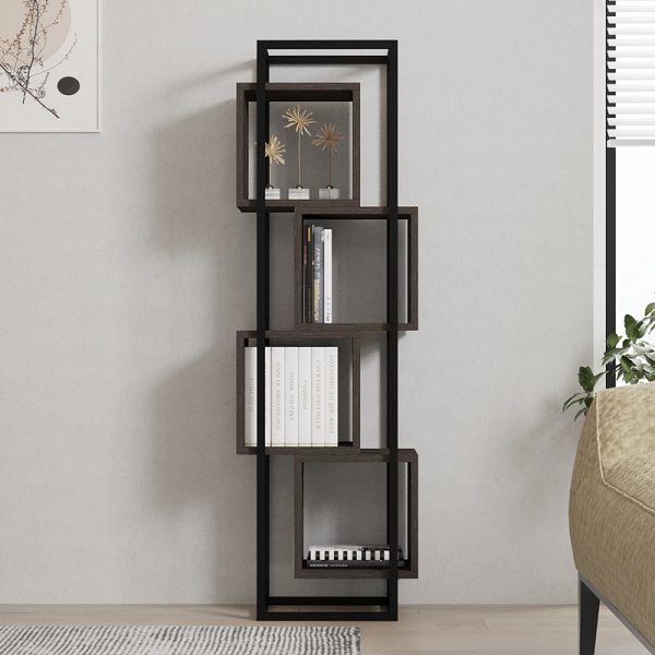 Βιβλιοθήκη Gridur  σε σκούρο καρυδί απόχρωση 44x29x140εκ - Image 3