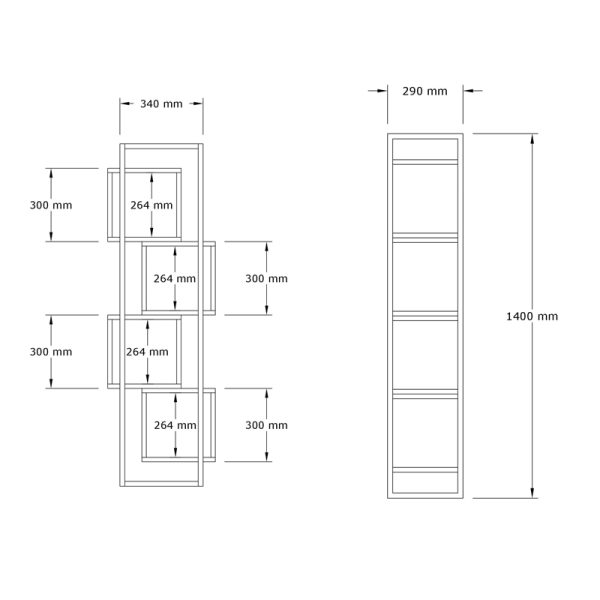 Βιβλιοθήκη Gridur  σε σκούρο καρυδί απόχρωση 44x29x140εκ - Image 5