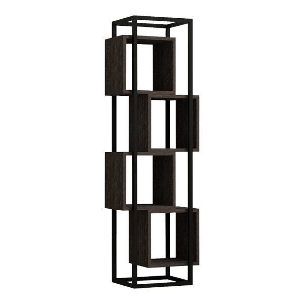 Βιβλιοθήκη Gridur  σε σκούρο καρυδί απόχρωση 44x29x140εκ