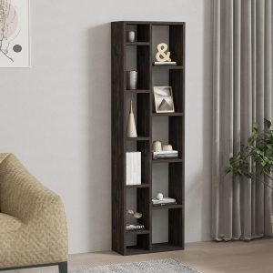 Βιβλιοθήκη Minicu  σε σκούρο καρυδί απόχρωση  44,4×19,6×150εκ