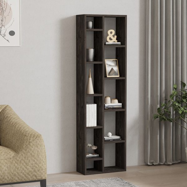Βιβλιοθήκη Minicu  σε σκούρο καρυδί απόχρωση  44,4x19,6x150εκ - Image 2