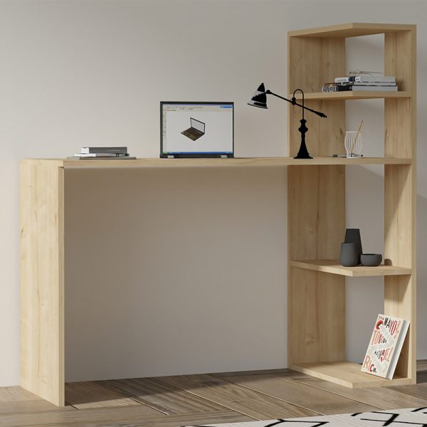 Γραφείο με βιβλιοθήκη Mergo  σε oak απόχρωση 121x51x75εκ