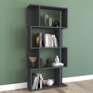Βιβλιοθήκη Kadu  σε ανθρακί απόχρωση  72x22x147εκ
