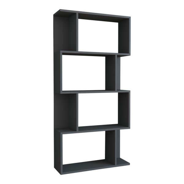 Βιβλιοθήκη Kadu  σε ανθρακί απόχρωση  72x22x147εκ
