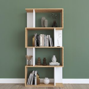 Βιβλιοθήκη Kadu  σε sonoma-λευκή  απόχρωση  72x22x147εκ