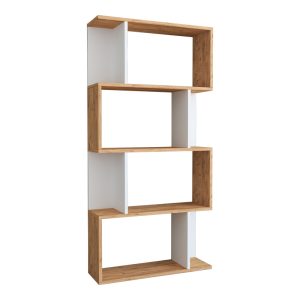 Βιβλιοθήκη Kadu  σε sonoma-λευκή  απόχρωση  72x22x147εκ