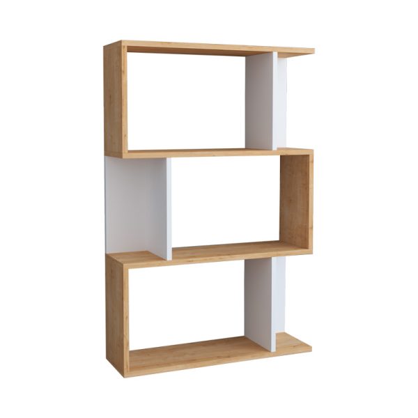 Βιβλιοθήκη Kadu  σε oak-λευκή απόχρωση  72x22x108εκ
