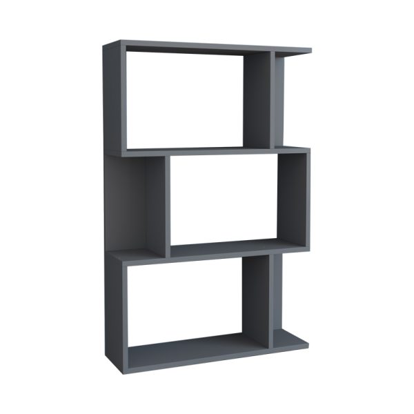 Βιβλιοθήκη Kadu  σε ανθρακί απόχρωση  72x22x108εκ