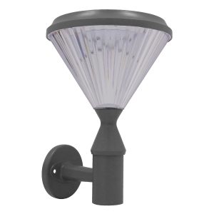 SOLARTIS 12125 Φωτιστικό Κολωνάκι Κήπου LED 10W 1000lm 180° με Ενσωματωμένο Φωτοβολταϊκό Panel 6V 5W & Επαναφορτιζόμενη Μπαταρία Li-ion 3.2V 6000mAh με Αισθητήρα Ημέρας-Νύχτας Αδιάβροχο IP65 Ψυχρό Λευκό 6000K – Γκρι Ανθρακί – Μ26 x Π26 x Υ37cm – 2 Χρό