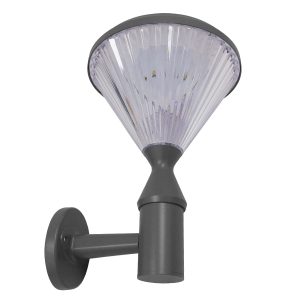 SOLARTIS 12125 Φωτιστικό Κολωνάκι Κήπου LED 10W 1000lm 180° με Ενσωματωμένο Φωτοβολταϊκό Panel 6V 5W & Επαναφορτιζόμενη Μπαταρία Li-ion 3.2V 6000mAh με Αισθητήρα Ημέρας-Νύχτας Αδιάβροχο IP65 Ψυχρό Λευκό 6000K – Γκρι Ανθρακί – Μ26 x Π26 x Υ37cm – 2 Χρό