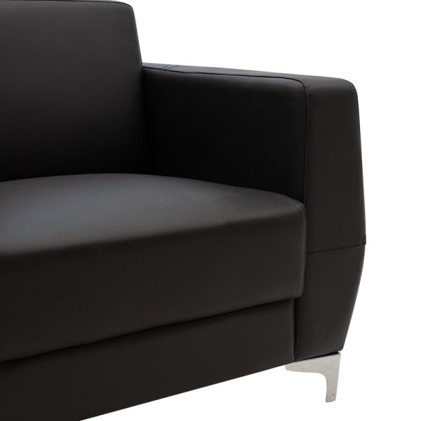 Πολυθρόνα Dermis  inox-τεχνόδερμα μαύρο 88x75x75εκ - Image 4