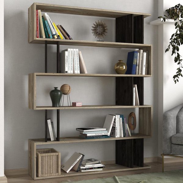 Βιβλιοθήκη  Antipaxi Sonoma/Wenge Μοριοσανίδα/Μελαμίνη 122x26x159cm - Image 2