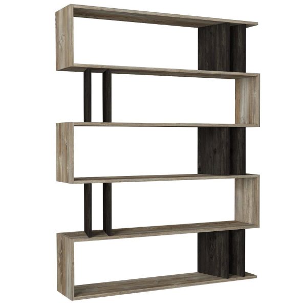 Βιβλιοθήκη  Antipaxi Sonoma/Wenge Μοριοσανίδα/Μελαμίνη 122x26x159cm - Image 4
