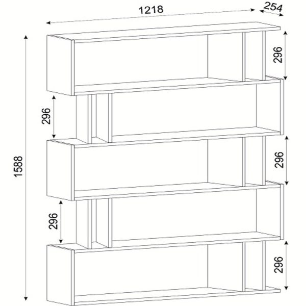 Βιβλιοθήκη  Antipaxi Sonoma/Wenge Μοριοσανίδα/Μελαμίνη 122x26x159cm - Image 5
