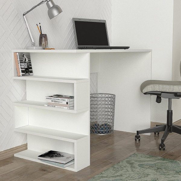 Γραφείο  CLEORA Λευκό Μοριοσανίδα/Μελαμίνη 120x60x74cm - Image 4