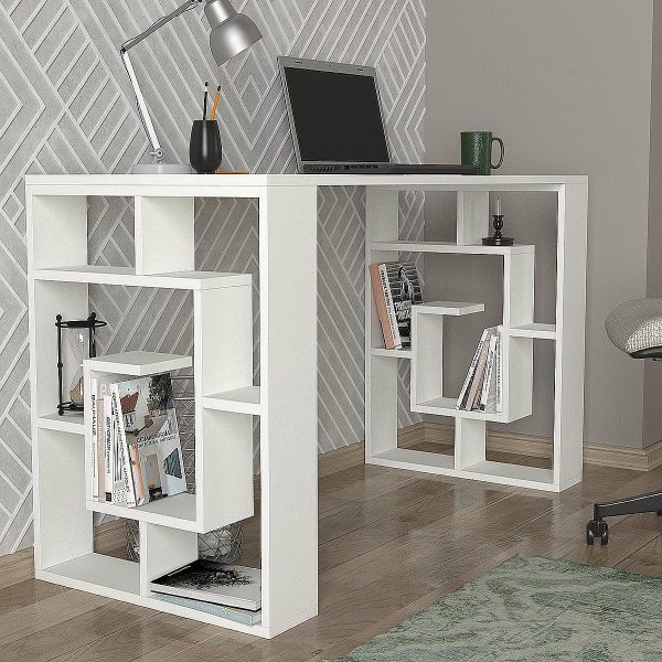 Γραφείο  LINE Λευκό Μοριοσανίδα/Μελαμίνη 140x60x74cm - Image 4