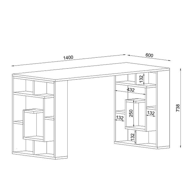 Γραφείο  LINE Λευκό Μοριοσανίδα/Μελαμίνη 140x60x74cm - Image 5