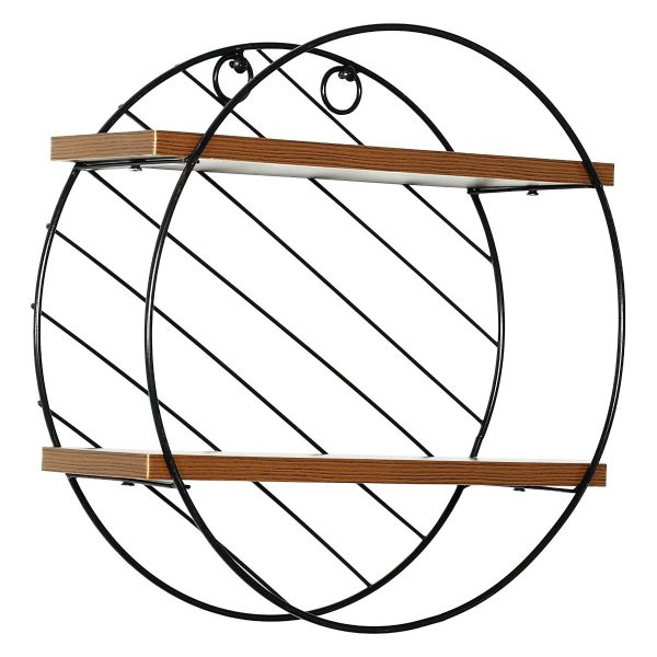 Ράφι Τοίχου  SARNO Μαύρο/Καφέ MDF/Μέταλλο Φ30x11cm - Image 2
