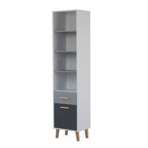 Βιβλιοθήκη Timmy Λευκό-Γραφίτη-Γκρι 46.8x36x199cm