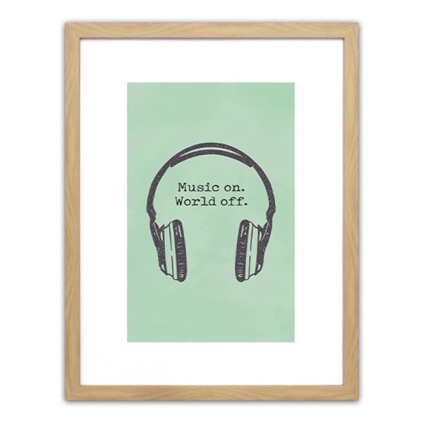 Πίνακας Σε Κορνίζα  Πλαστικό 'Music On. World Off.' 35x45x1.8cm