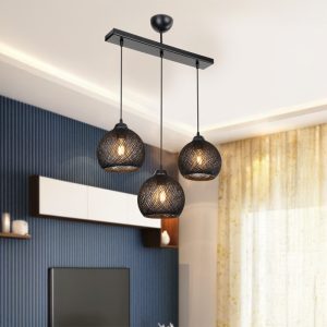 Φωτιστικό οροφής τρίφωτο PWL-0973 II  Ε27 μαύρο 50x18x85εκ