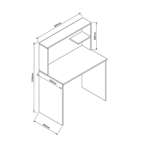 Γραφείο Με Ράφια  DIALLO Δρυς Μοριοσανίδα 150x50x123cm - Image 4