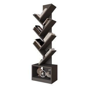 Βιβλιοθήκη  BADRU Ανθρακί Μοριοσανίδα 40×19.5x150cm