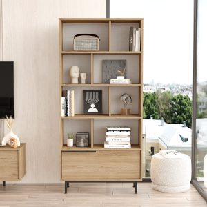 Βιβλιοθήκη  MELLS Φυσικό Μοριοσανίδα/Μέταλλο 29.5×83.9×175.6cm