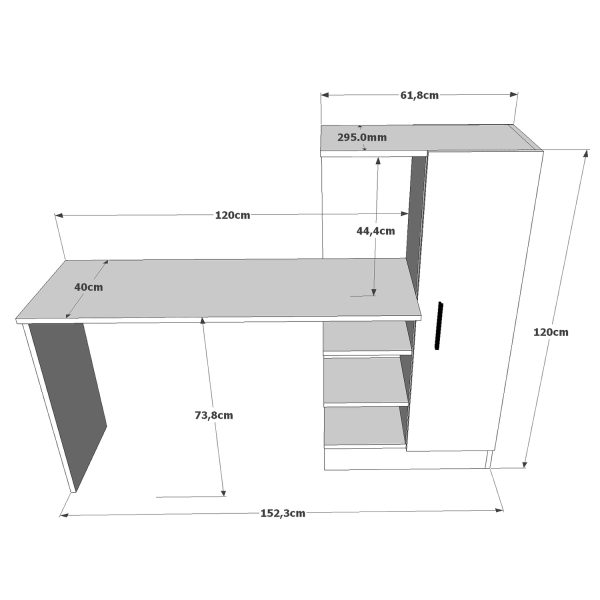 Γραφείο  CAMDEN Πεύκο/Μαύρο Μοριοσανίδα 152.3x40x120cm - Image 5