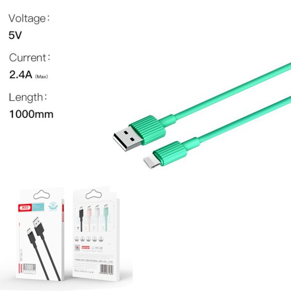 XO NB156 USB Καλώδιο Φόρτισης για Lightning Πράσινο - Image 2