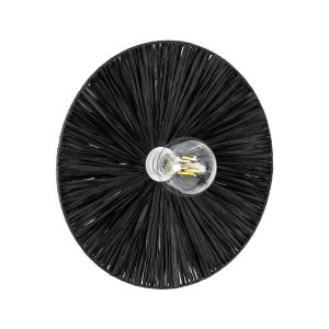 COLOMBO 02279 Boho Επιτοίχιο Φωτιστικό Απλίκα Μονόφωτο 1 x E27 IP20 Μαύρη Raffia – Μ40 x Π40 x Υ9cm
