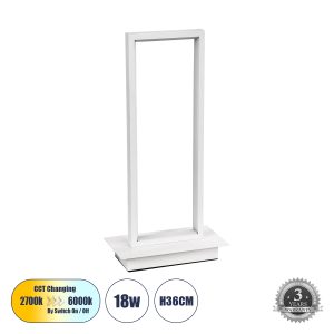 CORNELIE 60461 Επιτραπέζιο Φωτιστικό LED CCT 18W 1980lm 200° AC 220-240V – Εναλλαγή Φωτισμού μέσω Διακόπτη On/Off All In One Ψυχρό 6000k+Φυσικό 4500k+Θερμό 2700k Μ18 x Π10 x Υ36cm – Λευκό – 3 Χρόνια Εγγύηση