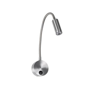 GOOSE 61691 Φωτιστικό Τοίχου – Απλίκα LED 3W 300lm 36° AC 220-240V IP20 – Reading Light – Θερμό Λευκό 2700K Ασημί Αλουμίνιο – Μ6.5 x Π22.5 x Υ23cm – 5 Xρόνια Εγγύηση