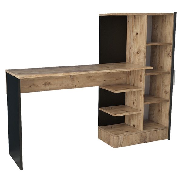 Γραφείο-ραφιέρα Kary  μαύρο-oak 152,5x40x120εκ - Image 3