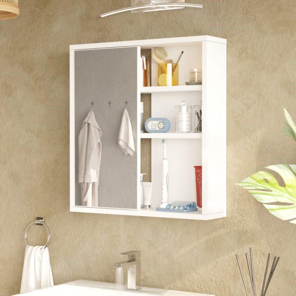 Ντουλάπι μπάνιου Bagno με καθρέπτη  σε λευκή απόχρωση 60x14.5x63.6εκ - Image 2