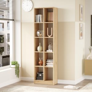 Βιβλιοθήκη Oteca 10θέσεων  σε φυσική απόχρωση 51.1×25.4×180εκ