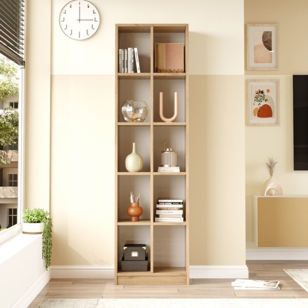 Βιβλιοθήκη Oteca 10θέσεων  σε φυσική απόχρωση 51.1x25.4x180εκ - Image 3