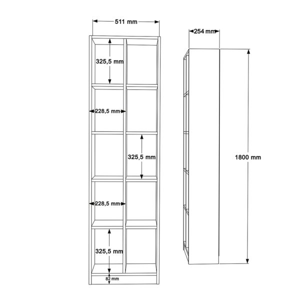 Βιβλιοθήκη Oteca 10θέσεων  σε φυσική απόχρωση 51.1x25.4x180εκ - Image 5