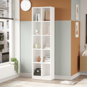 Βιβλιοθήκη Oteca 10θέσεων  σε λευκή απόχρωση 51.1×25.4×180εκ