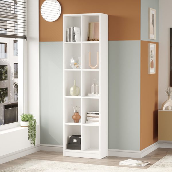 Βιβλιοθήκη Oteca 10θέσεων  σε λευκή απόχρωση 51.1x25.4x180εκ - Image 2