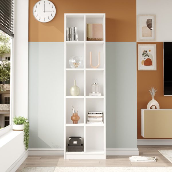 Βιβλιοθήκη Oteca 10θέσεων  σε λευκή απόχρωση 51.1x25.4x180εκ - Image 3