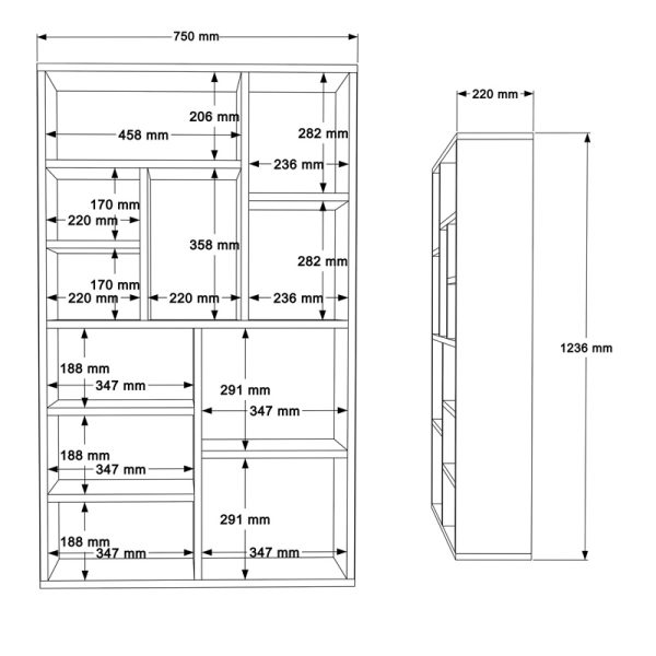 Βιβλιοθήκη Boteca 10θέσεων  σε λευκή απόχρωση 75x22x123.6εκ - Image 4