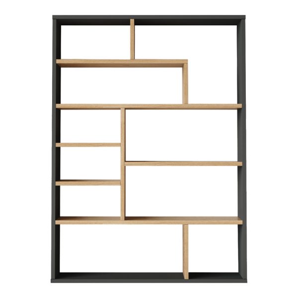 Βιβλιοθήκη Decora  σε φυσική-ανθρακί απόχρωση 90x22x123.6εκ - Image 2