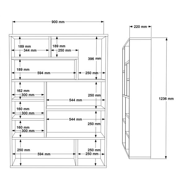 Βιβλιοθήκη Decora  σε φυσικό-λευκό απόχρωση 90x22x123.6εκ - Image 4