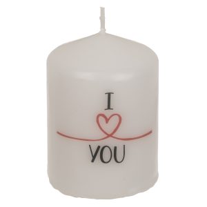 Κερί Κύλινδρος ‘I Love You’ Λευκό 6x8cm