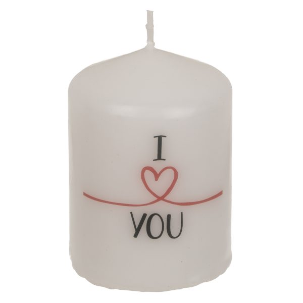Κερί Κύλινδρος ‘I Love You’ Λευκό 6x8cm - Image 2