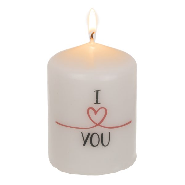 Κερί Κύλινδρος ‘I Love You’ Λευκό 6x8cm - Image 3