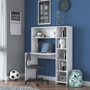 Γραφείο με βιβλιοθήκη Janson  λευκό 113x40x142εκ