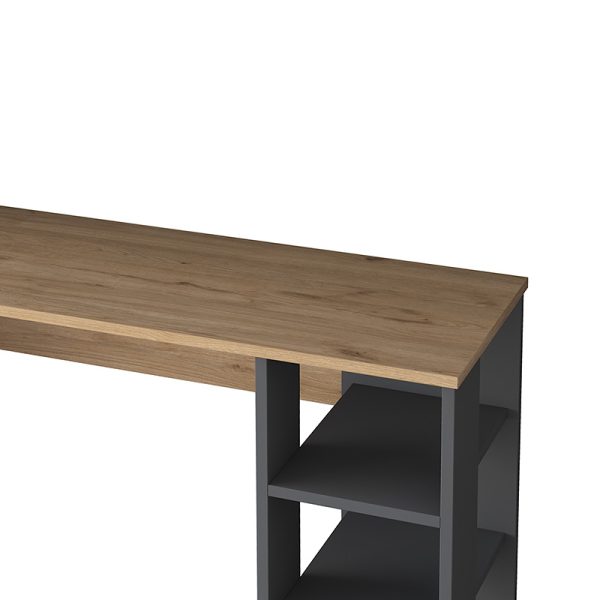 Γραφείο με βιβλιοθήκη Goldie  ανθρακί-φυσικό 160x45x161.8εκ - Image 5